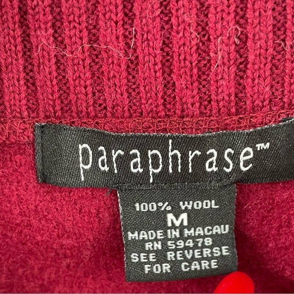 Paraphrase 100% Boiled Wool Burgundy Snap Knit Collar Snap Sleeve Jacket Shacket - Picture 2 of 11